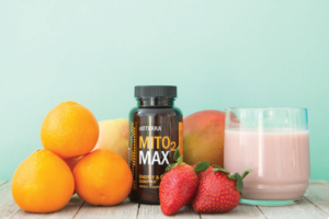 Mito2Max bottle surrounded by fruit